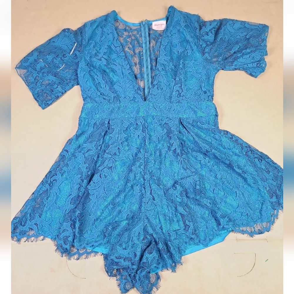 Showpo Break the Bar Playsuit in Dark Teal Sz‎ 12 Lace